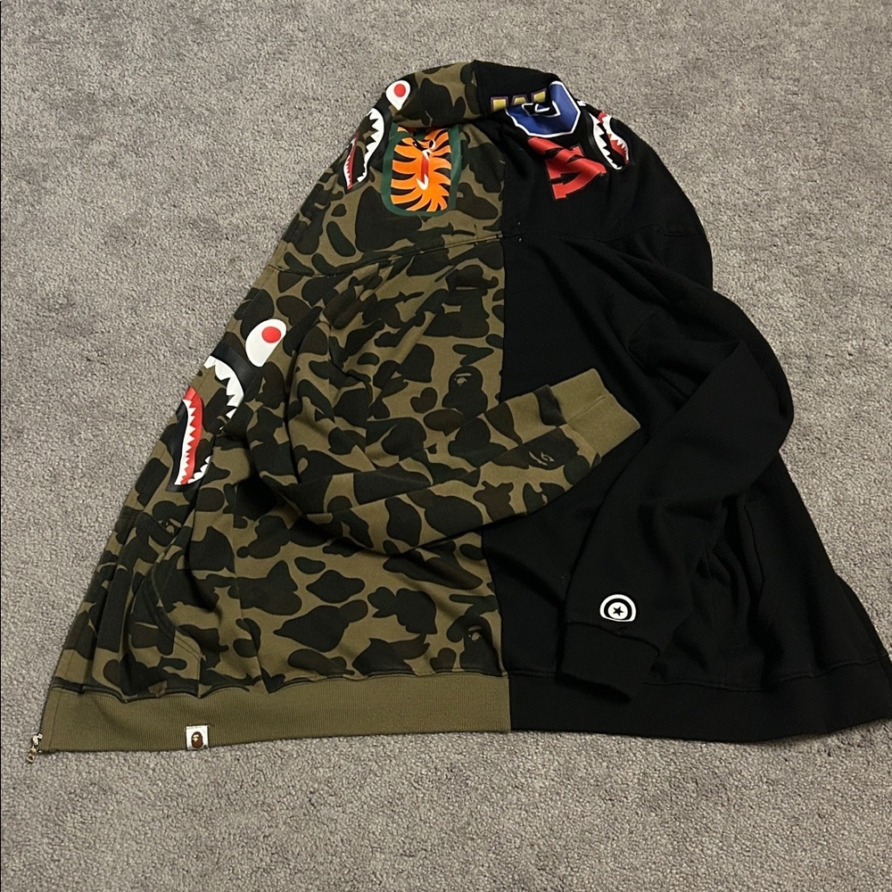 Bape Camouflage and Black Zip Up Sweater